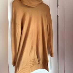 Lulus Autumn Daze Camel Cowl Neck Long Sleeve Sweater Dress Size XS